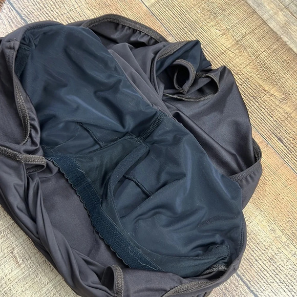 Lands End Brown Ruched Front One Piece Swimsuit Womens 12 Underwire - Picture 6 of 7